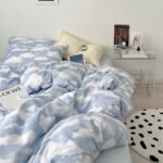 Simple Cloud Bed Sheet Quilt Cover All Cotton Washed Cotton Four-piece Set - Image 2