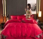 100 Pieces Of European-Style Washed Silk Four-Piece Set, Ice Silk Nude Bed Sheet And Duvet Cover, Summer Silk Bedding Three-Piece Set - Image 2