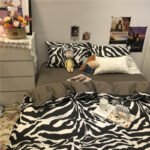 Zebra Pattern Bed Four-piece Set, Cotton Pure Cotton Duvet Cover, Black Three-piece Set - Image 5