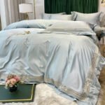 Tencel Quilt Cover Embroidered European Washed Cotton Four-piece Set - Image 6