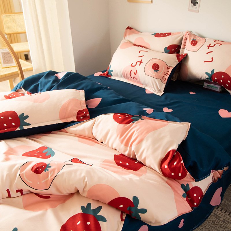 3c52c1c6-63e1-45cb-8be3-c413e4103deb.jpg Washed Cotton Four-piece Duvet Cover Sheet Bedding - Image 1