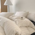 Washed Cotton Striped Quilt Cover Bed Sheet Bedding - Image 2