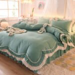 Light Luxury Nude Sleeping Princess Style Four-piece Lotus Leaf Lace Double Bed Sheet Duvet Cover With Bed Skirt Girl Solid Color Bed - Image 4