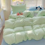 Class A Washed Cotton Four-piece Set Pure Color Duvet Cover Sheets - Image 2