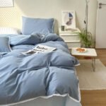 Solid Color Four Piece Lace Edge Duvet Cover - Image 4