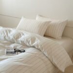 Washed Cotton Striped Quilt Cover Bed Sheet Bedding - Image 7