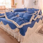 Light Luxury Nude Sleeping Princess Style Four-piece Lotus Leaf Lace Double Bed Sheet Duvet Cover With Bed Skirt Girl Solid Color Bed - Image 7