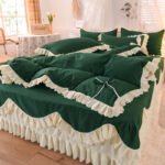 Light Luxury Nude Sleeping Princess Style Four-piece Lotus Leaf Lace Double Bed Sheet Duvet Cover With Bed Skirt Girl Solid Color Bed - Image 5
