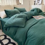 Four-piece Bed Set Solid Color Sanding Washed Cotton Duvet Cover - Image 5