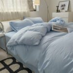 Four-piece Bed Set Solid Color Sanding Washed Cotton Duvet Cover - Image 8