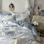 Princess Style Ruffled Pure Cotton French Floral Minimalist Bed Sheet Duvet Cover Bedding - Image 6