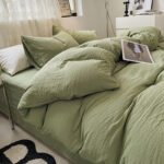 Four-piece Bed Set Solid Color Sanding Washed Cotton Duvet Cover - Image 10