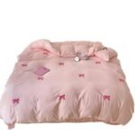 Super Soft Washed Cotton Towel Embroidery Girl's Heart Bow Quilt Cover - Image 4