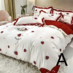 Strawberry Embroidery Cotton Four-Piece Cotton Bedding Silk Duvet Cover - Image 2