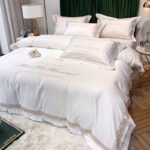 Tencel Quilt Cover Embroidered European Washed Cotton Four-piece Set - Image 8