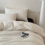 Washed Cotton Striped Quilt Cover Bed Sheet Bedding - Image 3