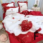 Strawberry Embroidery Cotton Four-Piece Cotton Bedding Silk Duvet Cover - Image 7