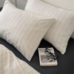 Washed Cotton Striped Quilt Cover Bed Sheet Bedding - Image 4