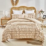 Bedding Ruffled Solid Color Princess Floral Duvet Cover Kit - Image 2