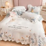 Four-piece Embroidered Quilt Cover For Washed Cotton Bed - Image 6