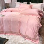 Tencel Quilt Cover Embroidered European Washed Cotton Four-piece Set - Image 2